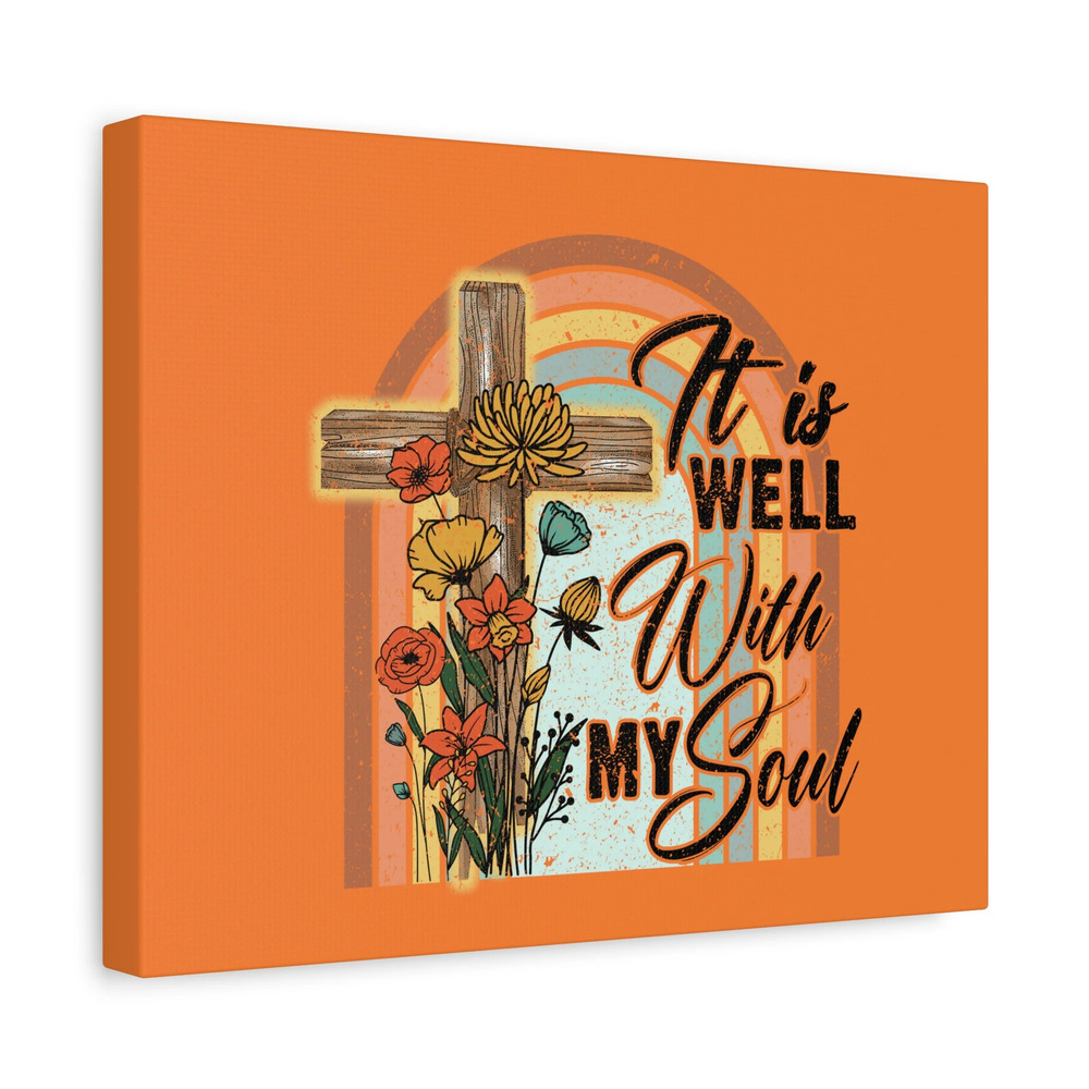 Scripture Canvas With My Soul Psalm 42:7 Bright Orange Christian Wall Art Bible